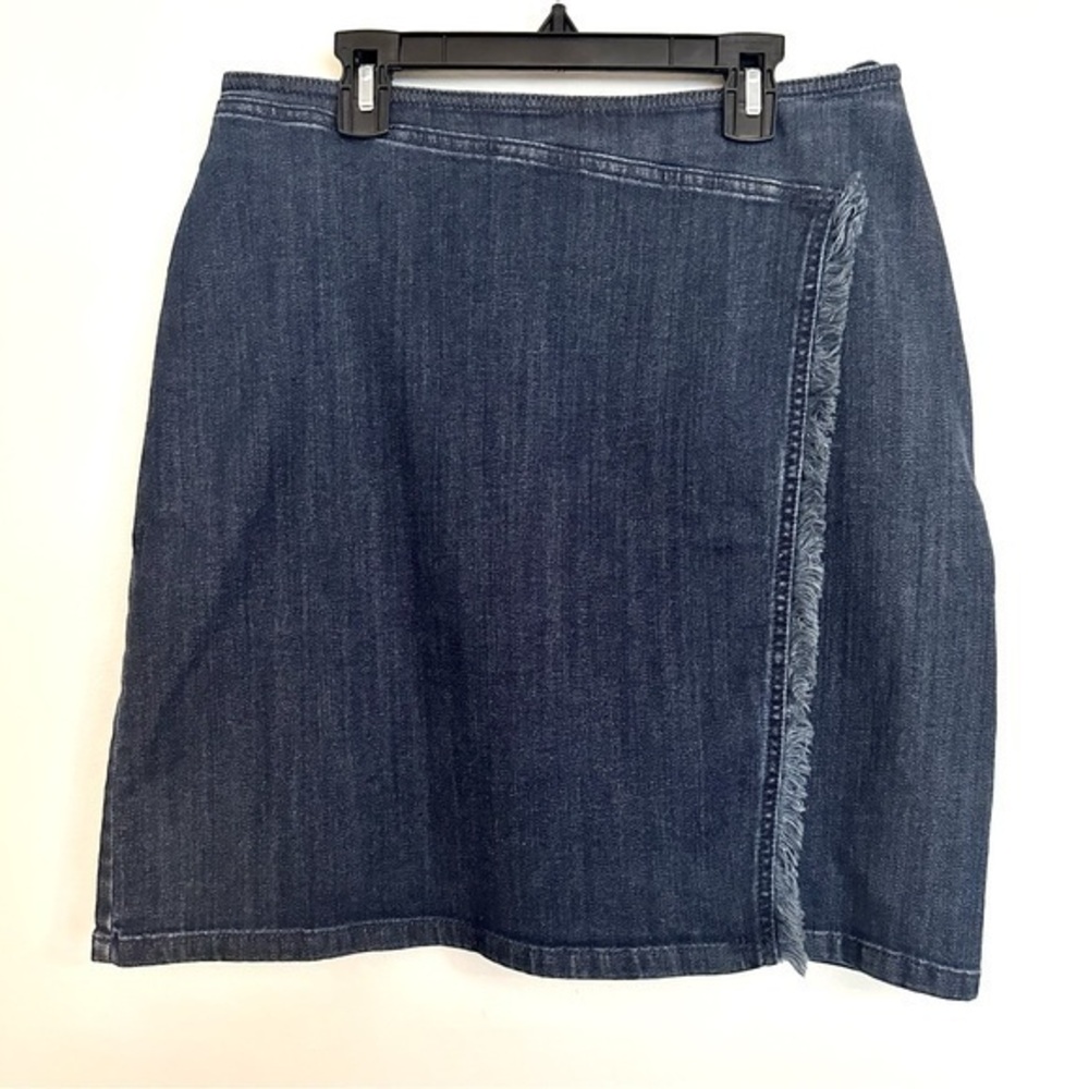J. Jill Denim Mini Skirt with Front Fringe Size 6